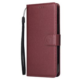 Cajas de teléfono celular de la cartera roja del vino PU Bolsas móviles de cuero Coque Fundas Flip Funda trasera para 13 Pro Max