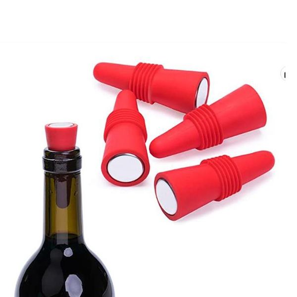 Tapones de vino Botellas de vino tinto de silicona Tapa Botellas de vino a prueba de fugas Tapones de mantenimiento fresco Herramientas de barra de cocina reutilizables