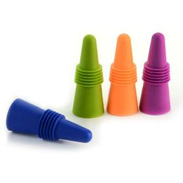 Wine Stoppers Silicone réutilisable Sparkling Beverage Bottle Sceller Silicone Wine Bottle Stopper Couches avec poignée pour garder le vin champagne frais 8 couleurs