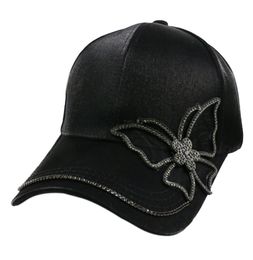 Winfox mode noir strass papillon casquette de Baseball filles femmes Snapback Hip Hop soleil Hat3113132