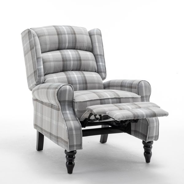 Chaise de fauteuil inclinable, fauteuil inclinable à carreaux repliez le repose-pied réglable repousser le canapé inclinable, fauteuil salon moderne du milieu du siècle pour le salon, chambre à coucher