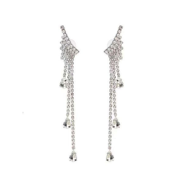 Boucles d'oreilles ailes pleines de diamants Miumius Designer Mode de luxe polyvalente simple de haute qualité longues boucles d'oreilles à pampilles de banquet romantique parfaites pour les cadeaux de vacances des filles