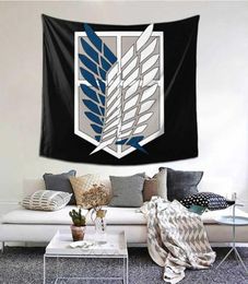 Wings of Dom Aot Attack on Titan Tapestry rideau Eren Manga Anime Aot Tissu mural Polyester Beach Mat décontracté 2106095110796