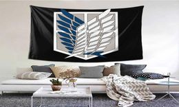 Wings of Dom Aot Attack on Titan Tapestry rideau Eren Manga Anime Aot Tissu mural Polyester Beach Mat décontracté 2106099846780