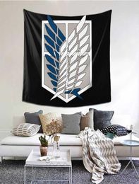 Wings of Dom Aot Attack on Titan Tapestry rideau Eren Manga Anime Aot Tissu mural Polyester Beach Mat décontracté 2106091946012