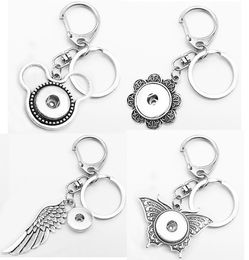 Ailes hibou papillon arbre de noël flocon de neige amour bouton pression bijoux porte-clés porte-clés porte-clés (ajustement 18mm boutons-pression 20mm)