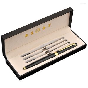 Wingsung 9131 stylo roller en métal avec 3 pièces recharge 0.5mm encre noire pointe Fine stylos de bureau cadeau d'affaires étui de papeterie