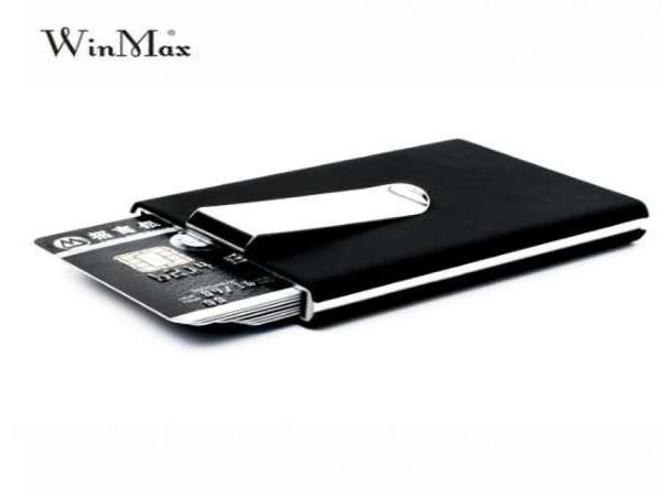 Winmax Black Quality Holder impermeable en efectivo Caja de bolsillo de bolsillo de aluminio Men de identificación de tarjetas de identificación Billeteras de regalo1312457