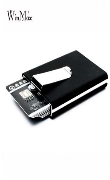Winmax Black Quality Holder impermeable en efectivo Money Pocket Box Box de aluminio Men de identificación de la tarjeta de identificación Billeteras de regalo18382228