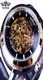 Winnaar 4 Ring Designer Transparant Case Back Black Golden Skeleton Mens Watches Top Brand Luxury Mechanical Watch Men Men Wolshorwatch2468407