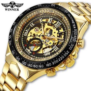 Winnaar Mannen Horloge Sport Design Bezel Golden Watch Mens Horloges Topmerk Luxe Montre Homme Mannen Automatische Skeleton Horloge 210517