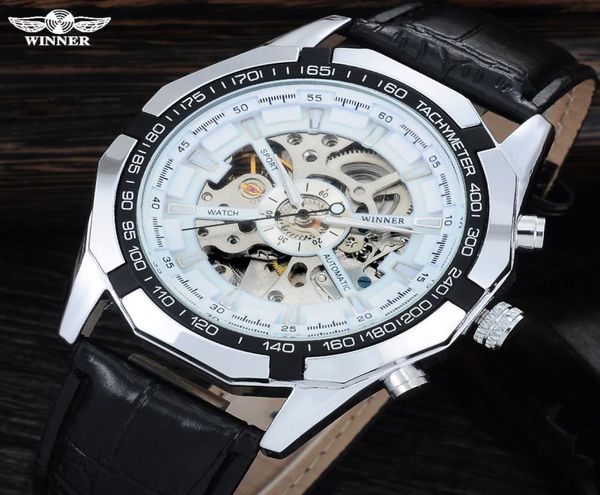 Gagnant pour hommes Watch Top Brand Luxury Automatic Skeleton Gold Factory Company en acier inoxydable Case de bracelet entières SLZ563636278