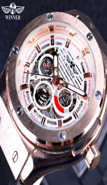 Winner Sport Luxury Series Matte Scrub Silicone Rubber Band Men Watch Top Brand Luxury Automatic Squelette Male Wrist Watch Clock4512814