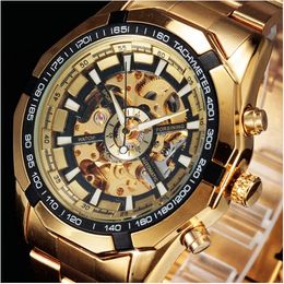 Winnaar Topmerk Luxe Gold Mens Horloge Heren Mannelijke Casual Horloges Full Steel Automatic Mechanical Clock Sport Military Clocks