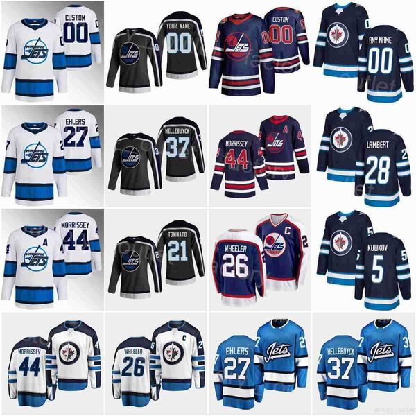 Winnipeg Hockey''nHl''Jets 37 Connor Hellebuyck Jersey Reverse Rétro 26 Blake Wheeler 5 Brenden Dillon 21 Dominic Toninato 27 Nikolaj Ehlers 44