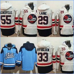 Winnipeg''jets''hoodie 33 Byfuglien 55 Scheifele 29 Laine Custom Hockey Jerseys Heren Dames Jeugd