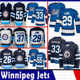 Maillots de hockey Patrik Laine des Jets de Winnipeg pour hommes 26 Blake Wheeler 33 Dustin Byfuglien 37 Connor Hellebuyck 55 Mark Scheifele Jersey 2018 2019