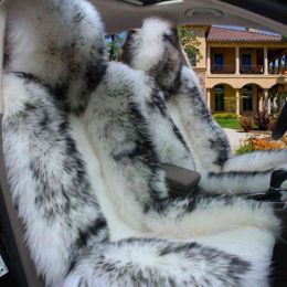 Housse de siège de voiture en laine longue 100% naturelle, tapis chaud en peau de mouton australien, coussin de siège de voiture en peluche, taille universelle, 1 pièce, hiver