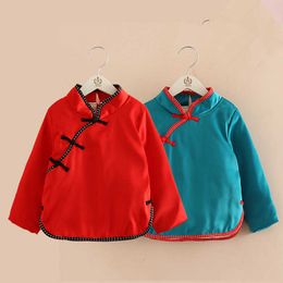 Winter 2-10 jaar verdikking traditionele Chinese jaar stijl etnische tangkleding kostum jas jas voor kinderen baby meisjes 210529