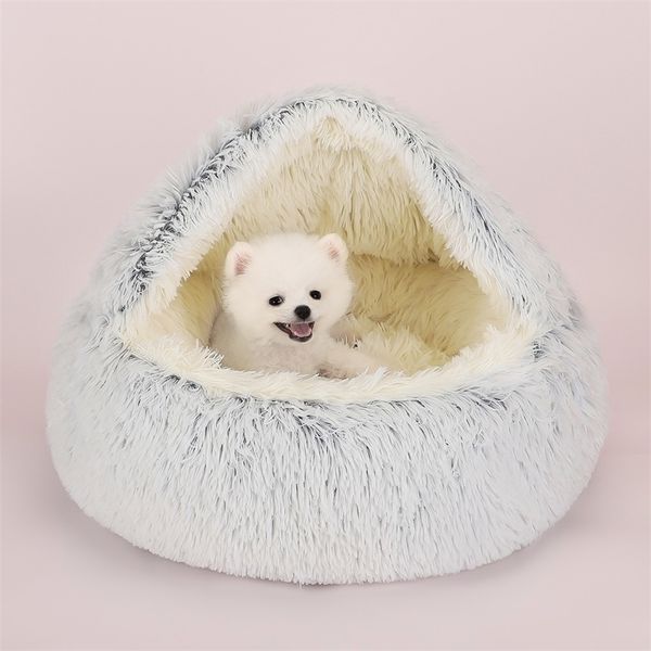 Cama de invierno 2 en 1 para gatos, casa larga de felpa para perros, donut, cueva, saco de dormir cálido, sofá, cojín, nido para cachorros pequeños, gatitos 220323