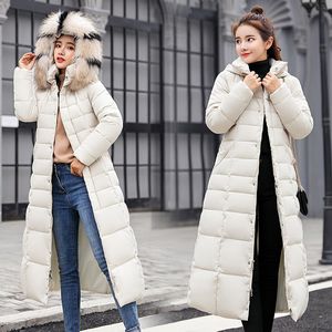 Veste longue rembourrée en coton pour femme, manteau coupe-vent épais et chaud avec ceinture et Parka, hiver 2020