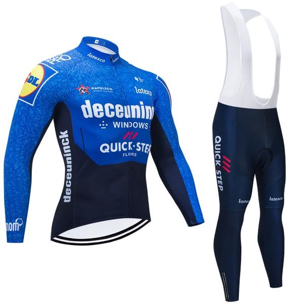 Invierno 2021 QUICKSTEP EQUIPO Ciclismo largo JERSEY Pantalones de bicicleta Conjunto Hombres Ropa Ciclismo Polar térmico Ciclismo Maillot Culotte Racing Sets