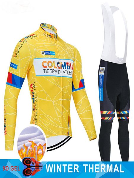 Hiver 2021 Team Colombia Maillot de cyclisme 19D Gel Pad Pantalon de vélo ropa ciclismo hommes Polaire thermique VÉLO Maillot Culotte vêtements9377458
