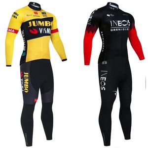 Hiver 2024 JUMBO Maillot de cyclisme Bavoirs Pantalon Costume Hommes Femmes Ropa Clclismo Ag2r Équipe Thermique Polaire Vélo Maillot VESTE Vêtements