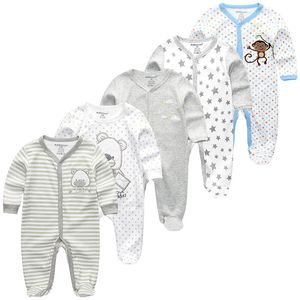 Hiver 5pcs Newbron manches complètes bébé barboteuses ensembles bébé combinaison infantile girlboys vêtements roupas de bebe bébé onesies LJ201023