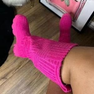 Winter 639 Brand Women Knie High Knitting Sock Boots Platform Pink Long Boot Fashion Ladies Cotton Shoes Maat 36-43 230807