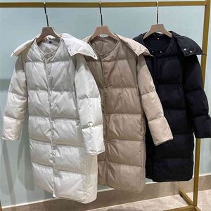 Hiver 90% duvet de canard blanc Parka femmes manteau Long Style lâche veste décontractée détachable col montant pardessus 210430