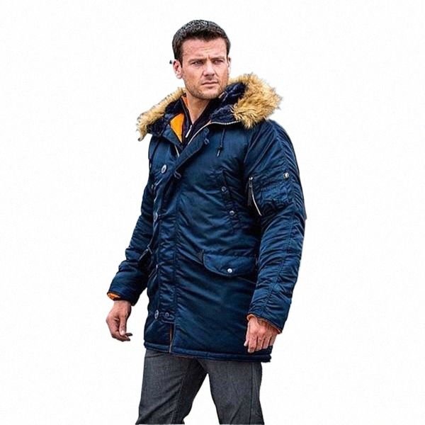 hiver ALASKA Manteau Hommes Capuchon De Fourrure Slim Fit Épais Parka Veste Militaire Rembourrée pour Temps Froid Vêtements Pour Hommes Veste D'hiver Hommes z3CL #