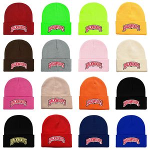 Chapeau brodé Alphabet d'hiver, bonnet Backwoods tricoté, casquette de styliste, 19 couleurs, vente en gros