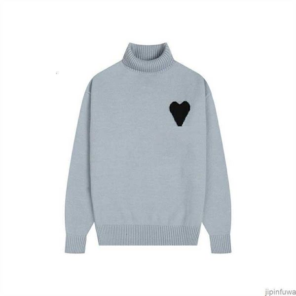 Winter Amis Amisweater Turtleneck Designer AM I Paris Jumper Col haut Sweat-shirt chaud Jacquard A-word Love Heart Coeur Hoody Hommes Femmes Tricoter Nouvelle Couleur KYTJ