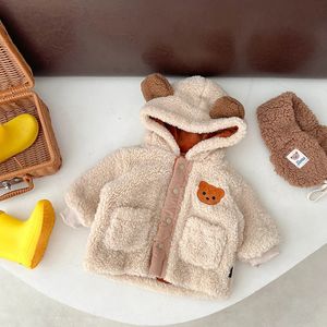 Hiver et automne nouveau-né bébé filles et garçons coton épais à capuche dessin animé ours à manches longues manteau mode coréenne doux décontracté 240123