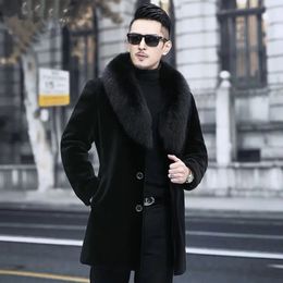 Inverno e outono quente masculino grosso superior fofo lã falso casaco de pele manga comprida cardigan z74 231220
