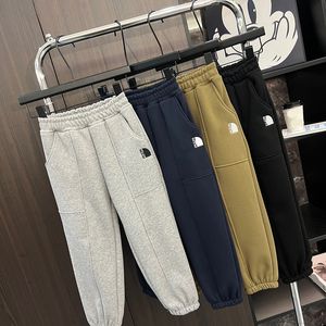 Pantalones de chándal de terciopelo Aoli de invierno, pantalones de moda para niños, pantalones de protección con letras estampadas para niños y niñas de otoño, pantalones de paquete de color sólido para niños de 130-170cm