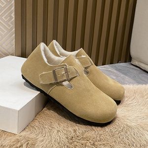 Hiver Arizona Fur Sandales Designer Pantoufles Boston Sabots Fluffy Slipper Boucle Sangle Woody Talons Plats En Daim En Cuir Femmes Hommes Mocassins En Plein Air Taille 35-40