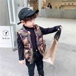 Arrivée d'hiver Filles Mode Camouflage Gilet Enfants Coton-patté S 210528