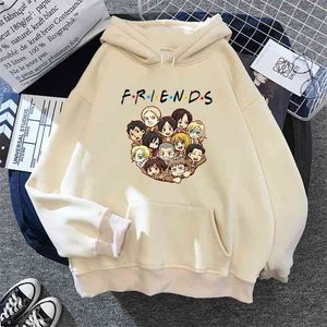 Attaque d'hiver sur Titan Hoodie kawaii coréen pullover amis Kawaii sweat dessin animé impression Anime esthétique sweat à capuche streetwear 210813