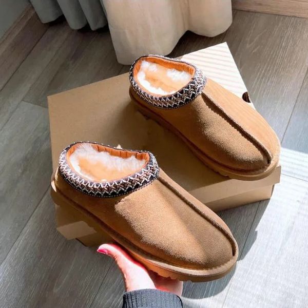 Winter Australian Platform Slipper Designer Fur Slides Tazz Tasman Slippers Ultra Mini Snow Boot Suede Leather Chestnut Fluffy Booties Taille 44