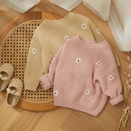 Pull à manches longues pour bébés garçons et filles, vêtements en tricot à fleurs mignons, haut en tricot pour nourrissons, hiver et automne, 240103