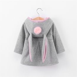 Winter Herfst Baby Meisjes Jas Lange Mouw 3D Konijnen Oren Mode Casual Hoodies Kinderkleding Kleding Kinderen Bovenkleding 211023