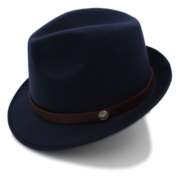 Chapeau Fedora en feutre noir Feminino pour hommes, automne hiver, pour gentleman, laine d'hiver, église, Derby, Bowler, Homburg, Jazz, taille 58cm, Y200602