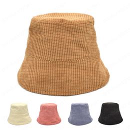 Chapeau seau chaud en velours côtelé pour femme, chapeau de pêcheur de couleur unie, à la mode, pour l'extérieur, décontracté, Panama, pour fille, chapeau de soleil, automne et hiver