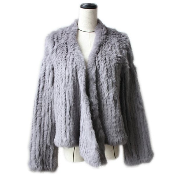 Invierno otoño mujeres abrigo de piel real hembra de punto abrigos de conejo chaqueta casual grueso cálido moda delgada abrigo ropa 211019