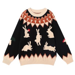 Hiver automne femmes coton chaud épais pull Vintage noir pull en vrac tricots Original Niche lapin femme tricot porter 240130