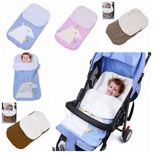 Couverture d'hiver pour bébé Licorne infantile Swaddle Wrap doux nouveau-né sac de couchage chaud sac de sommeil poussette enveloppes 12 modèles 10 pièces YW1634-WLL