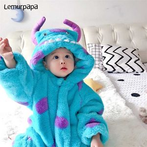 Winter babyjongen meisje kleding romper onesie geboren peuter sulley cartoon rompertjes flanel warme zachte baby kleding 211229