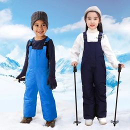 Hiver bébé garçon ensemble Sport de plein air filles combinaison montagne épais chaud bavoir pantalon imperméable isolé enfants neige vêtements 240115